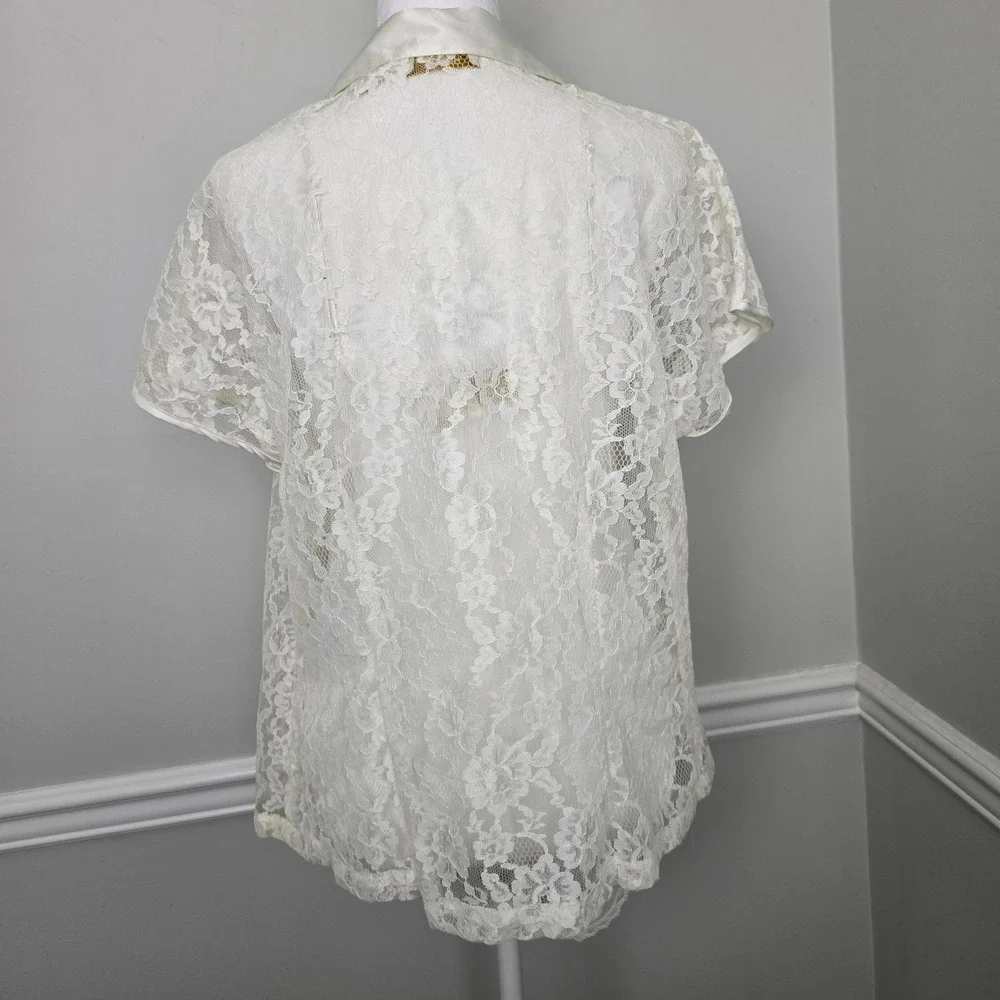 VTG 90s Y2K Victoria's Secret 2 piece set Boudoir Bridal Size M Romantic Lace